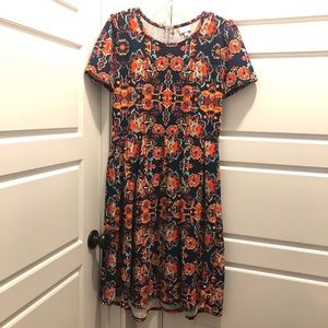 💖 NWOT RARE Lularoe AMELIA DRESS with indigo background & boho design! Size L